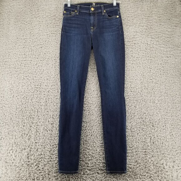 7 For All Mankind Jeans Womens 25 Blue The Skinny Stretch Denim - Picture 1 of 12